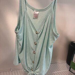 Mint Green Button-Down Tank Top